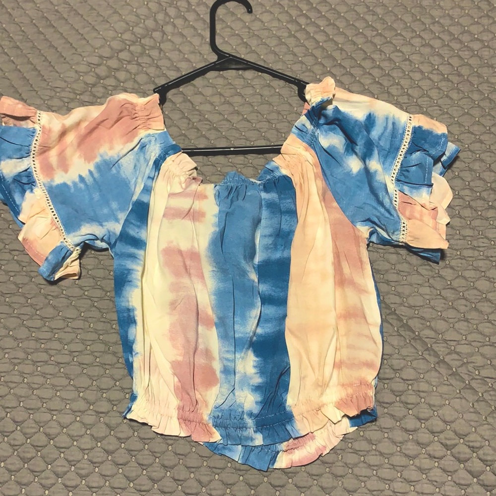 Stripped Watercolor off-shoulder top